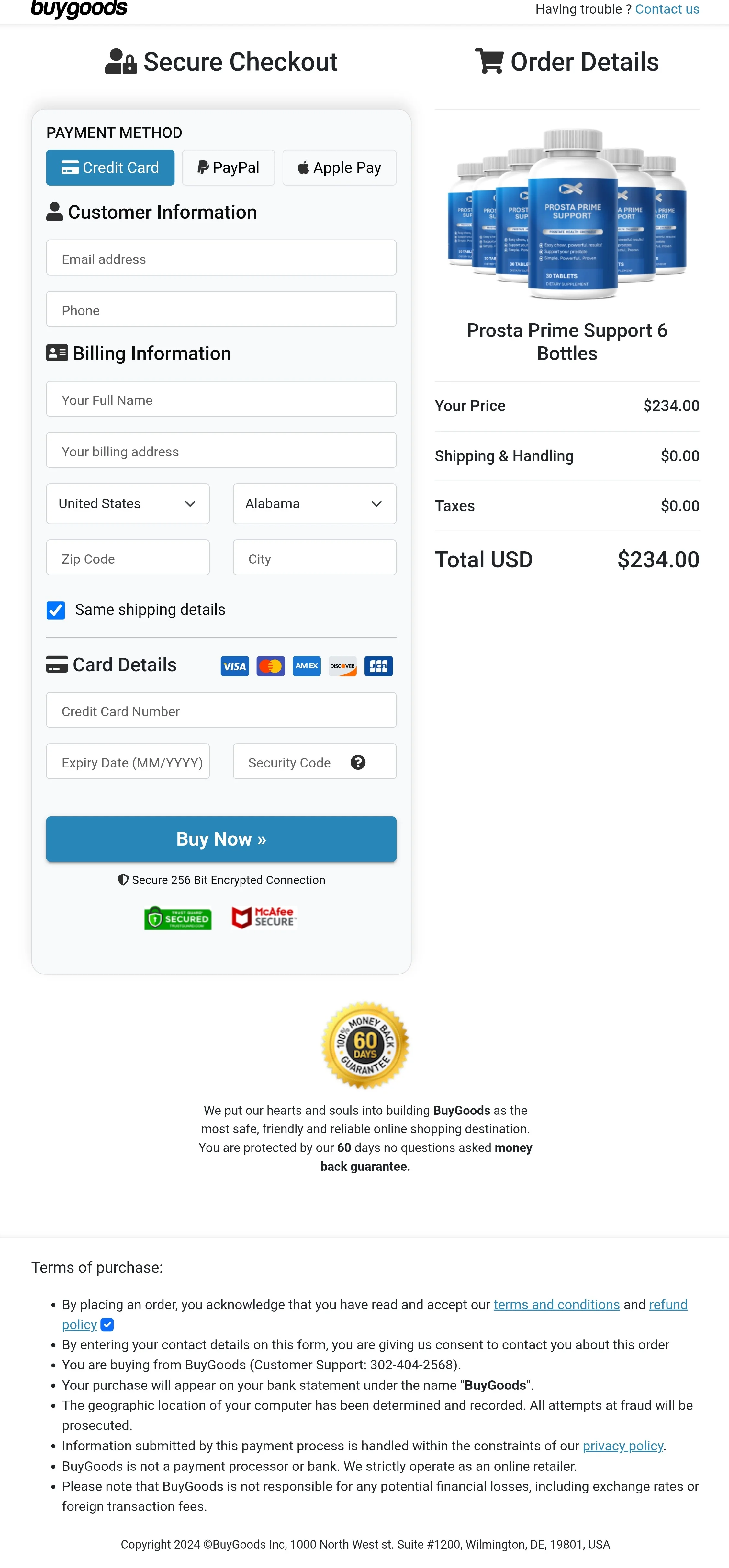 ProstaPrime Support order form